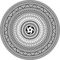 conception de mandala polynésien tribal, vecteur de motif de style tatouage hawaïen géométrique en noir et blanc.