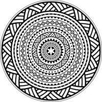 conception de mandala géométrique tribal, motif de style de tatouage hawaïen polynésien, illustration de mandala boho en noir et blanc vecteur