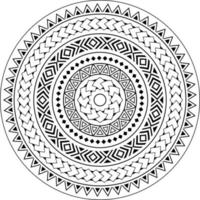 conception de vecteur d'ornement de mandala tribal, motif géométrique de style tatouage hawaïen en noir et blanc. illustration de mandala boho, design monochrome inspiré de l'art traditionnel