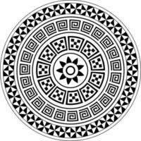 conception de mandala géométrique tribal, vecteur d'illustration de mandala de style tatouage hawaïen polynésien en noir et blanc pour la conception d'art mural, décoration