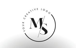 création de logo de lettre ms serif avec une coupe croisée créative. vecteur