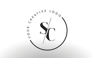 création de logo de lettre sc serif avec une coupe intersectée créative. vecteur