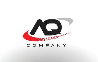 création de logo de lettre moderne aq avec swoosh en pointillé rouge vecteur