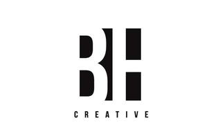 création de logo de lettre blanche bh bh avec carré noir. vecteur