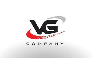 création de logo de lettre moderne vg avec swoosh en pointillé rouge vecteur