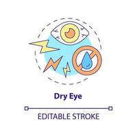 icône de concept de sécheresse oculaire. symptôme temporaire causé par la chirurgie oculaire au lasik. opération effet secondaire idée abstraite fine ligne illustration. dessin de couleur de contour isolé de vecteur. trait modifiable vecteur