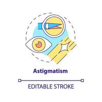 icône de concept d'astigmatisme. maladies et affections oculaires courantes. problèmes à traiter avec l'illustration de la ligne mince de l'idée abstraite de la chirurgie lasik. dessin de couleur de contour isolé de vecteur. trait modifiable vecteur