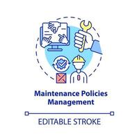 icône de concept de gestion des politiques de maintenance. contrôle des équipements opérationnels. illustration de ligne mince d'idée abstraite de gestion des opérations. dessin de couleur de contour isolé de vecteur. trait modifiable vecteur