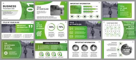 Modèles de diapositives de présentation d&#39;entreprise à partir d&#39;éléments infographiques. Peut être utilisé comme modèle de présentation, dépliant et dépliant, brochure, rapport d’entreprise, marketing, publicité, rapport annuel, bannière. vecteur