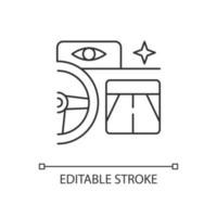 icône linéaire de vision nocturne intégrée. améliorer la vision du conducteur la nuit. fonction d'imagerie thermique. illustration personnalisable de fine ligne. symbole de contour. dessin de contour isolé de vecteur. trait modifiable vecteur