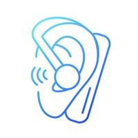 icône de vecteur linéaire dégradé casque mains libres. écouteur sans fil pour les conversations professionnelles. appeler en conduisant. symbole de couleur de ligne mince. pictogramme de style moderne. dessin de contour isolé de vecteur