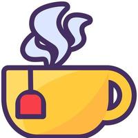tasse de thé à la vapeur, tasse avec dessin vectoriel de sachet de thé