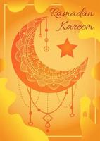 joyeux ramadan kareem carte avec la lune de la mosquée de l'islam vecteur