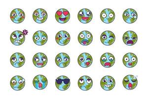 planète globe emoji humeur et expression set vector