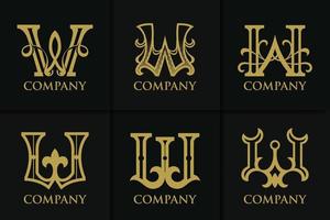 collection de modèles de monogramme logo lettre w vintage vecteur