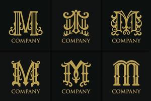 collection de modèles de monogramme logo lettre m vintage vecteur