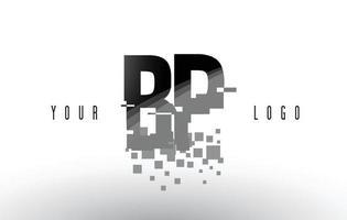 logo de lettre de pixel bp bp avec des carrés noirs brisés numériques vecteur