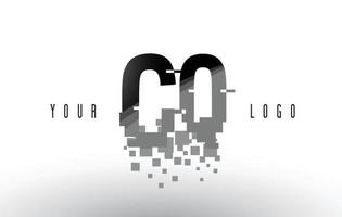 logo de lettre de pixel cq cq avec des carrés noirs brisés numériques vecteur