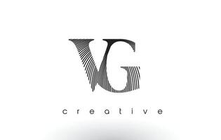 création de logo vg avec plusieurs lignes et couleurs noir et blanc. vecteur