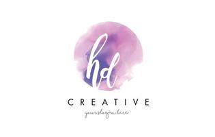 création de logo de lettre aquarelle hd avec coup de pinceau violet. vecteur