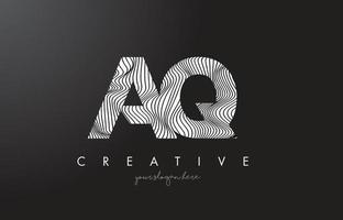 logo de lettre aq aq avec vecteur de conception de texture de lignes de zèbre.