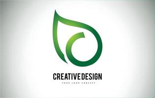 conception de lettre de logo de feuille c avec contour de feuille verte vecteur