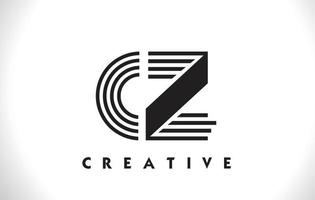 lettre du logo cz avec un design de lignes noires. illustration vectorielle de ligne lettre vecteur