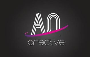 logo de lettre aq aq avec design de lignes et swoosh violet. vecteur