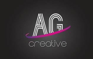 logo de lettre ag ag avec design de lignes et swoosh violet. vecteur