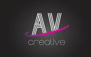 logo de lettre av av avec design de lignes et swoosh violet. vecteur