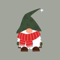 personnage elfe drôle de nain de jardin d'hiver vecteur