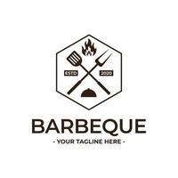 Vintage retro bbq barbecue barbecue logo gril symbole vecteur modèle de conception