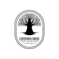 conception de logo d'arbre d'emblème de sceau de vie, vecteur de chêne d'érable banian