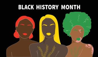 trois femmes pour le mois de l'histoire des Noirs vecteur