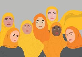 carte de voeux avec des femmes en hijab vecteur