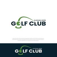 logo de signe de mot de club de golf, modèle de conception, symbole, icône, boule vecteur