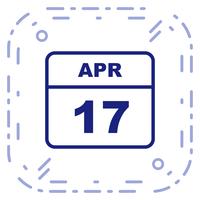 17 avril Date sur un calendrier d&#39;une journée vecteur