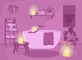 Ambiance salle de bain romantique illustration vectorielle de couleur plate vecteur