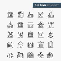 icônes de ligne de construction. trait modifiable. pixel-parfait. pour mobile et web. contient des icônes telles que bâtiment, architecture, construction, immobilier, maison, maison, école, hôtel, église, château
