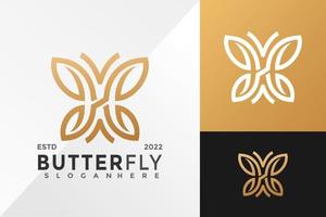 modèle d'illustration vectorielle de conception de logo d'entreprise de ligne de papillon minimaliste vecteur