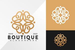 Fleur coeur boutique logo design modèle d'illustration vectorielle vecteur