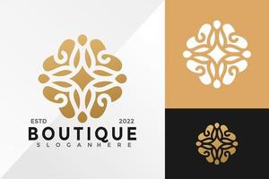 Fleur boutique ornement logo design modèle d'illustration vectorielle vecteur