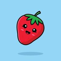 illustration d'icône de dessin animé mignon fraise vecteur