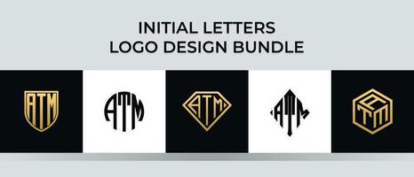 bundle de conceptions de logos de lettres initiales atm vecteur