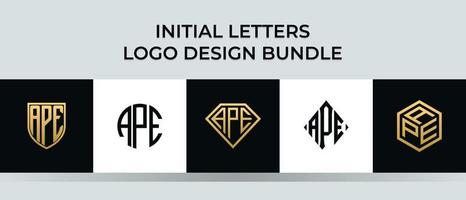 paquet de conceptions de logo de singe de lettres initiales vecteur