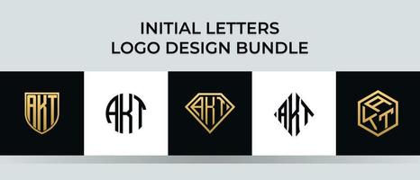 lot de conceptions de logo akt de lettres initiales vecteur