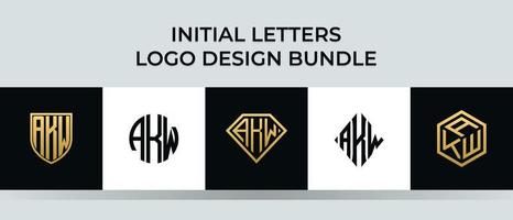 Paquet de conceptions de logo de lettres initiales akw vecteur