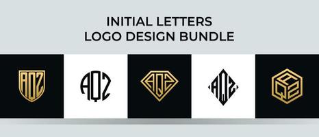 paquet de conceptions de logo de lettres initiales aqz vecteur