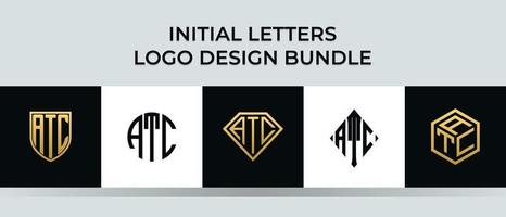 paquet de conceptions de logo de lettres initiales atc vecteur