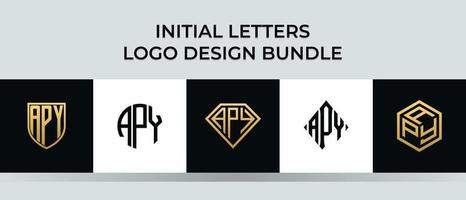 Paquet de conceptions de logo apy de lettres initiales